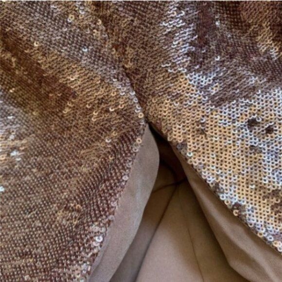 C/Meo Collective A-Line Ruffle  Dress X-tra Large Illuminated Bronze Sequins - Picture 8 of 8